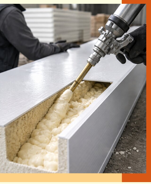 Заполнение пустот холодильных панелей в Белгороде от 7790 руб. | ТепломастерБлг